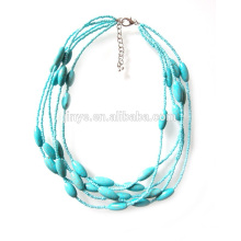 Bohemian Multi strand Turquoise Beaded Statement Necklace